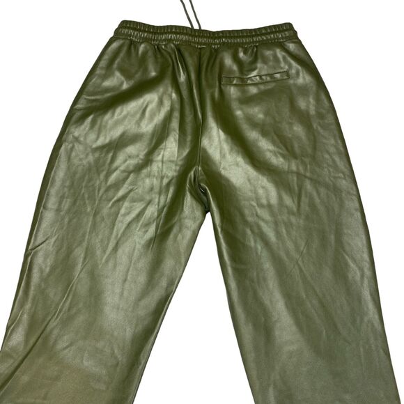 Anthropologie Avec Les Files Faux Leather Jogger Pants Womens Small Green - Picture 15 of 16